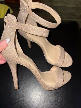 Sparkling Nude Ankle-Strap Stiletto Heels